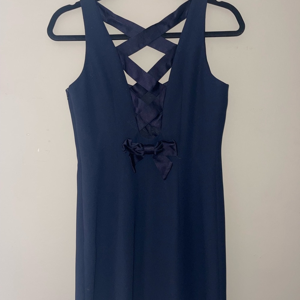 Laundry By Shelli Segal Navy Bow Back Dress